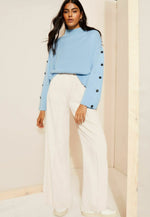 Load image into Gallery viewer, Turtleneck Button Sleeve Sweater | Relaxed Fit | Modern Knit Design