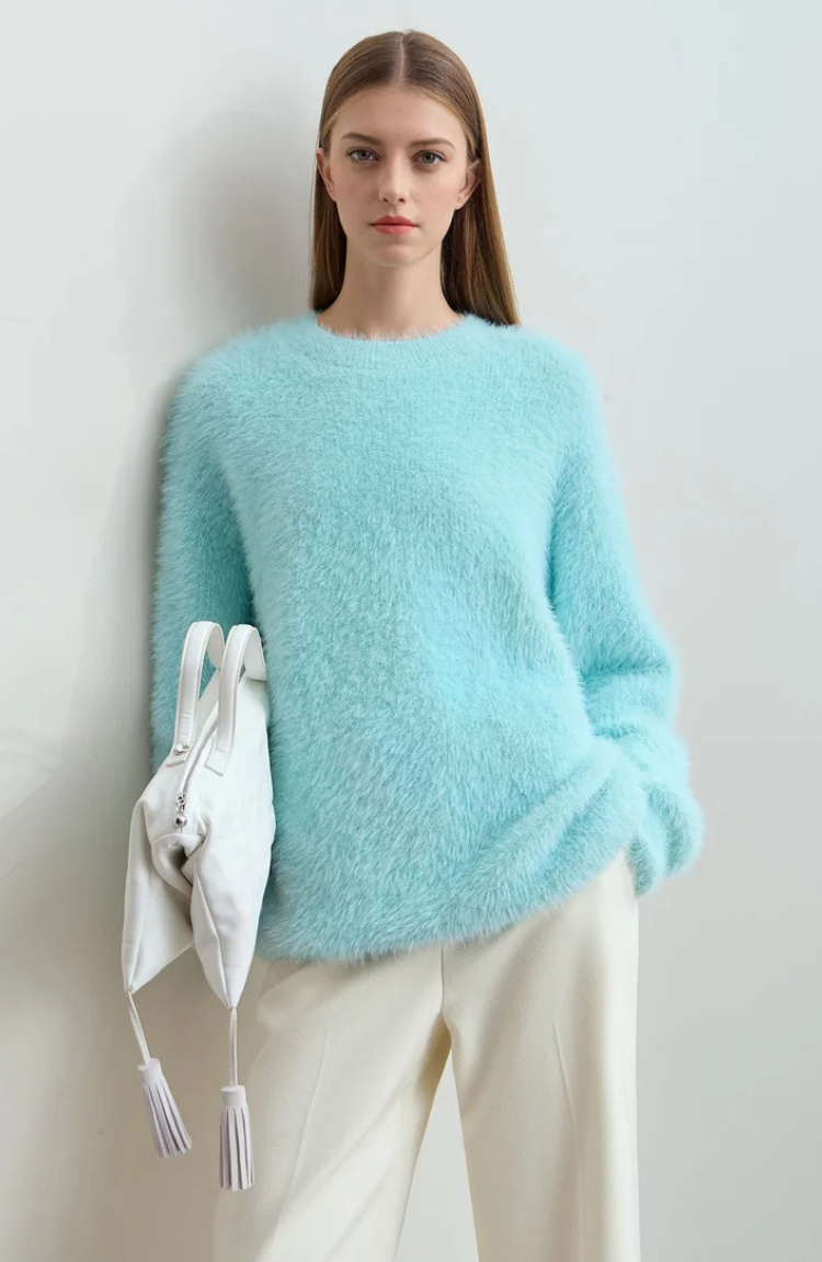 Pull Fuzzy Knit | Coupe Relaxée | Blanc