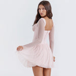 Load image into Gallery viewer, Lueur Lace & Mesh Corset Mini Dress with Sheer Sleeves