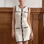 Load image into Gallery viewer, Sleeveless Knit Mini Dress | Contrast Trim | Button Front | Slim Fit