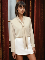 Load image into Gallery viewer, Chiffon Bow Tie Blouse | Long Sleeve | Regular Fit