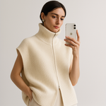 Load image into Gallery viewer, Ribbed Knit Zip Vest | High Neck | Oversized Fit