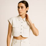 Load image into Gallery viewer, Cropped Denim Shirt | Sleeveless | Boxy Fit