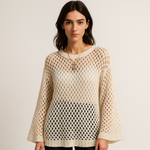 Load image into Gallery viewer, Clarté Open-Knit Sweater | Crochet Texture | Light Summer Layer