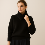 Load image into Gallery viewer, Wool Ribbed Turtleneck Sweater | Cross Collar | Relaxed Fit