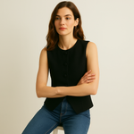 Load image into Gallery viewer, Structured Sleeveless Vest | Slim Fit | Covered Button Detail