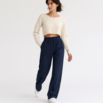Load image into Gallery viewer, Pinstripe Relaxed Trousers | Elastic Waist | Effortless Modern Tailoring