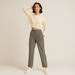 Load image into Gallery viewer, Pinstripe Relaxed Trousers | Elastic Waist | Effortless Modern Tailoring