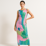 Load image into Gallery viewer, Clarté Abstract Maxi Dress | Watercolour Print | Sleeveless Fit