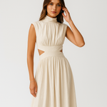 Load image into Gallery viewer, Eden High-Neck Maxi Dress | Sculptural Cotton Blend | Modern Silhouette