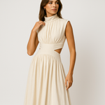 Load image into Gallery viewer, Eden High-Neck Maxi Dress | Sculptural Cotton Blend | Modern Silhouette