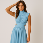 Load image into Gallery viewer, Eden High-Neck Maxi Dress | Sculptural Cotton Blend | Modern Silhouette