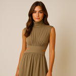 Load image into Gallery viewer, Eden High-Neck Maxi Dress | Sculptural Cotton Blend | Modern Silhouette