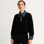 Load image into Gallery viewer, Denim Contrast Knit | Cotton Blend | Effortless Modern Streetwear