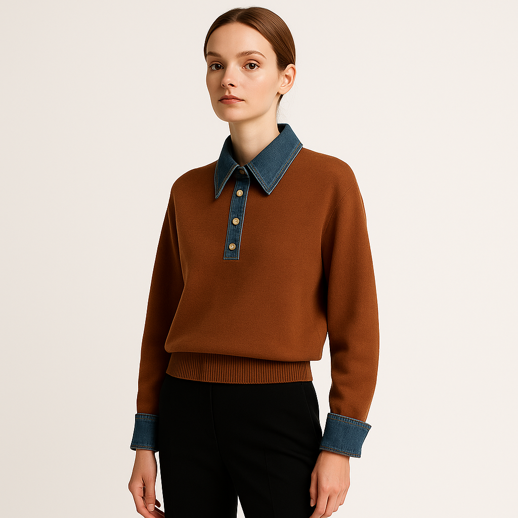 Pull Denim Contrast | Coton Mélange | Mode Urbaine Moderne