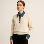 Load image into Gallery viewer, Denim Contrast Knit | Cotton Blend | Effortless Modern Streetwear