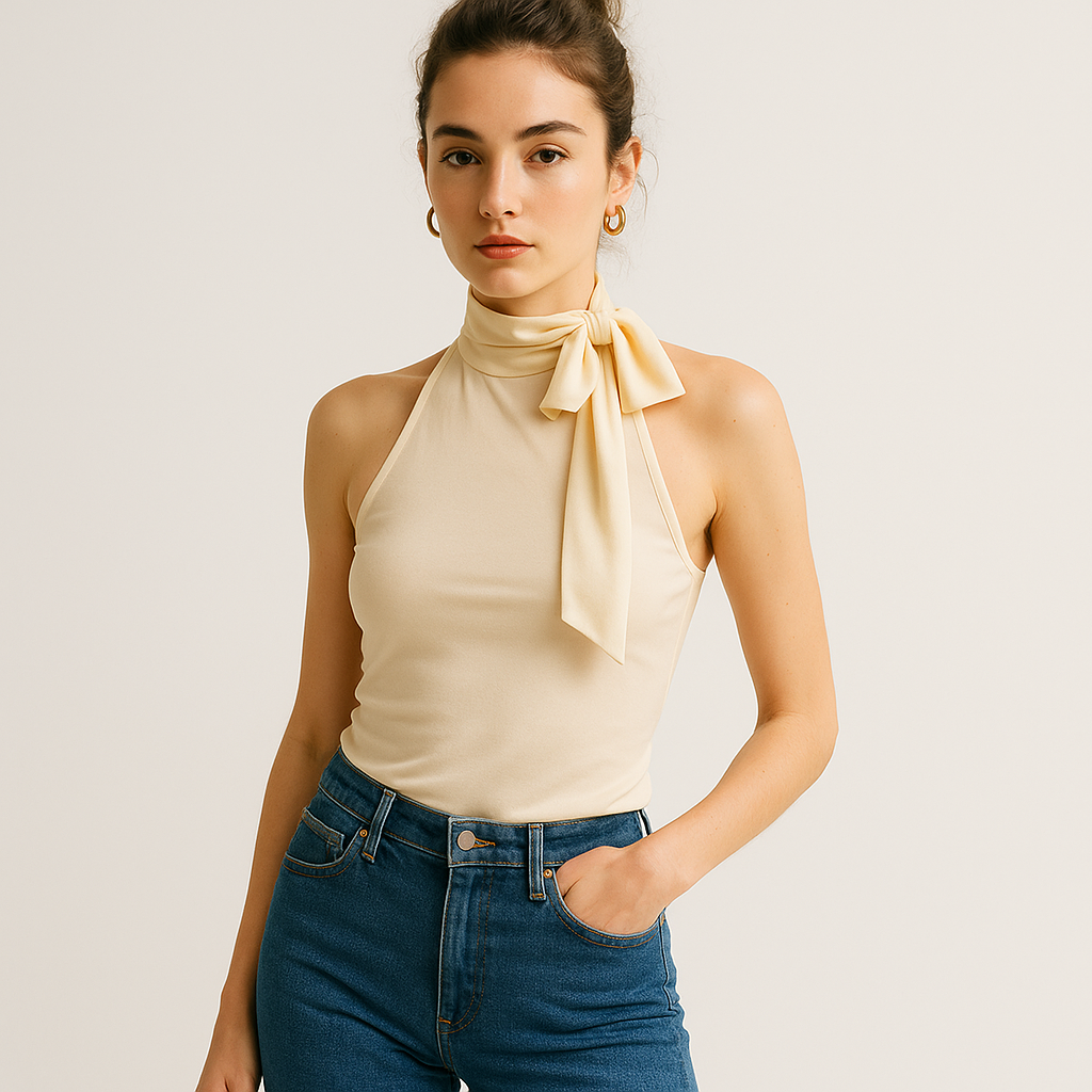Top Halter | Col Nœud | Coupe Fluide