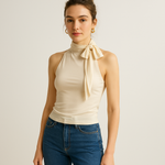 Load image into Gallery viewer, Halter Neck Top | Bow Tie Collar | Fluid Fit