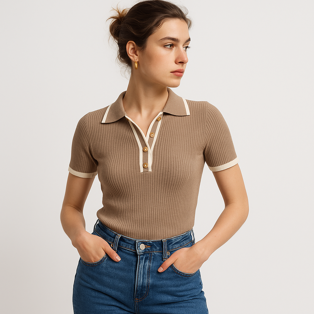 Polo Top Tricot Fondamentale | Bord Contrast