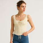 Load image into Gallery viewer, Embroidered Corset Top | Lace Straps | Peplum Silhouette