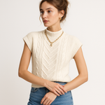 Load image into Gallery viewer, Cable Knit Sleeveless Sweater | High Neck