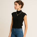 Load image into Gallery viewer, Cable Knit Sleeveless Sweater | High Neck