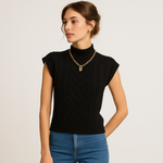 Load image into Gallery viewer, Cable Knit Sleeveless Sweater | High Neck