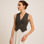 Load image into Gallery viewer, Sleeveless Wrap Waistcoat | Ring Detail | Structured Fit