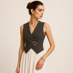 Load image into Gallery viewer, Sleeveless Wrap Waistcoat | Ring Detail | Structured Fit