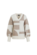Load image into Gallery viewer, Fondamentale Geometric Knit Sweater | V-Neck | Balloon Sleeve