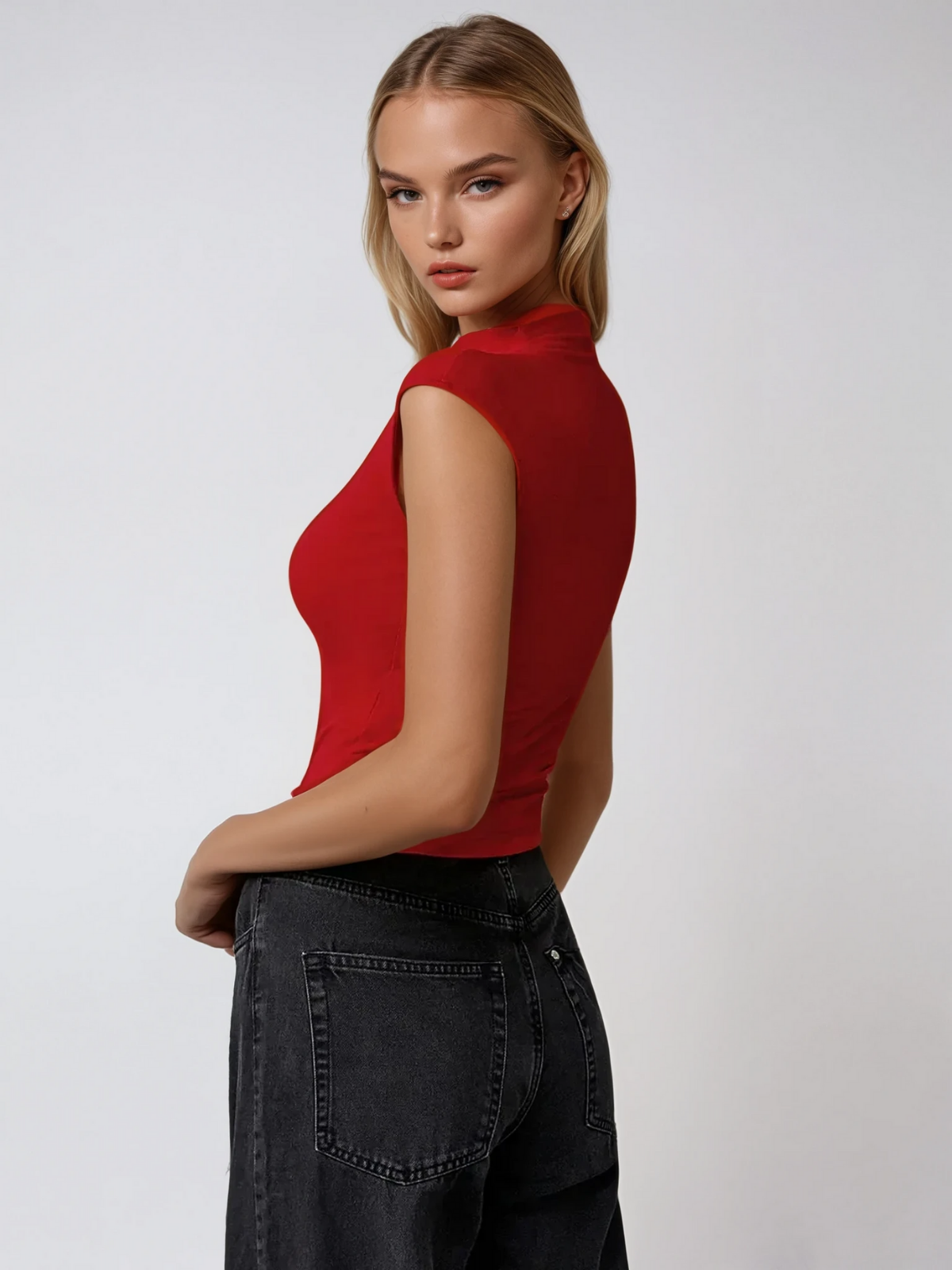 Haut Col Montant Sans Manches | Coupe Slim Cropped