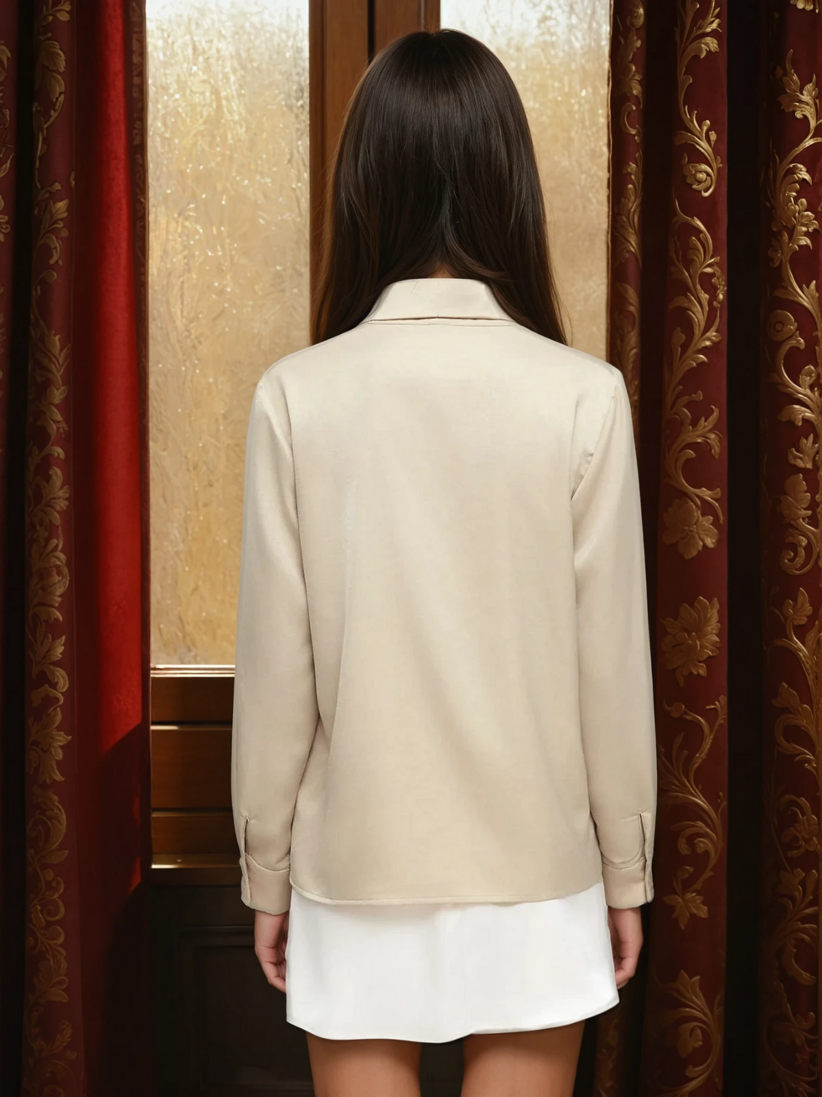 Blouse Chiffon Col Bow Tie | Manches Longues | Coupe Régulière