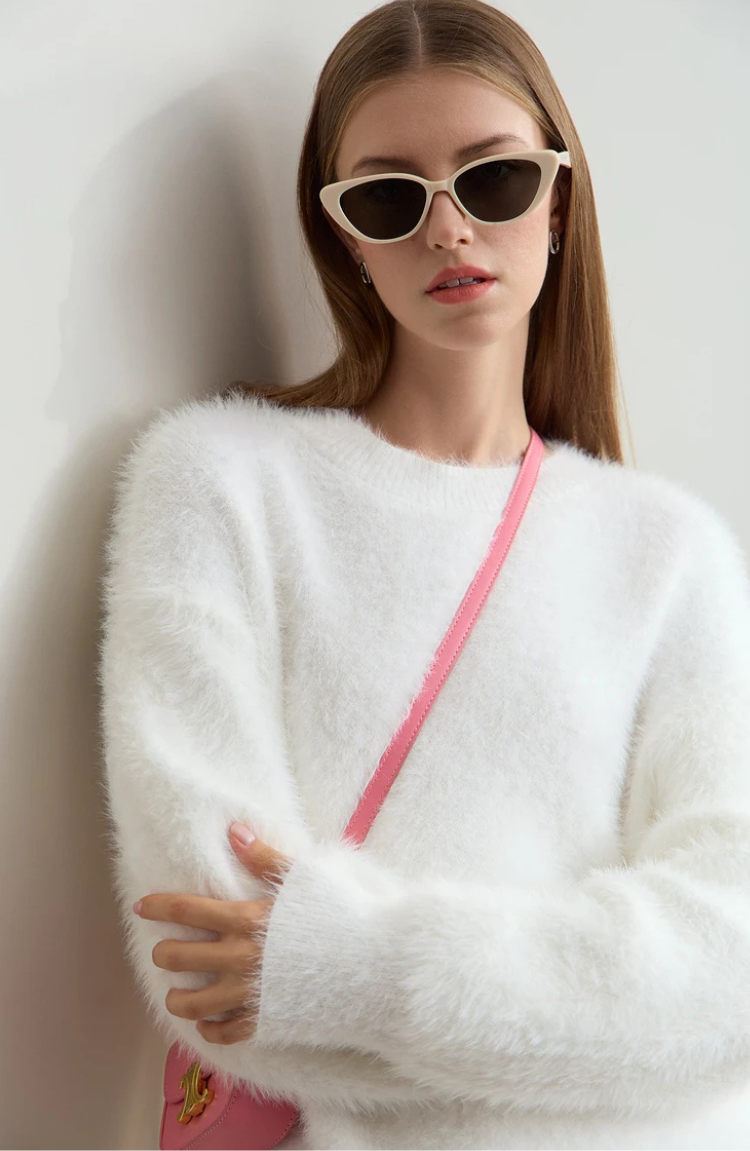 Pull Fuzzy Knit | Coupe Relaxée | Blanc