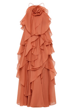 Load image into Gallery viewer, Lueur Livora Ruffled Maxi Dress | Halterneck | Layered Chiffon