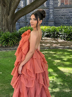 Load image into Gallery viewer, Lueur Livora Ruffled Maxi Dress | Halterneck | Layered Chiffon