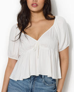 Load image into Gallery viewer, Peplum Blouse | Puff Sleeves | V-Neck | Light Summer Top