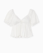 Load image into Gallery viewer, Peplum Blouse | Puff Sleeves | V-Neck | Light Summer Top