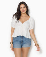 Load image into Gallery viewer, Peplum Blouse | Puff Sleeves | V-Neck | Light Summer Top