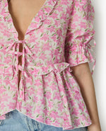 Load image into Gallery viewer, Clarté Floral Blouse | Ruffled V-Neck | Puff Sleeves