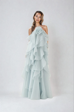 Load image into Gallery viewer, Lueur Livora Ruffled Maxi Dress | Halterneck | Layered Chiffon