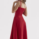 Load image into Gallery viewer, Clarté Floral Corset Midi Dress | Sweetheart Neckline, Slit Skirt, Spaghetti Straps