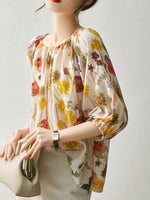 Load image into Gallery viewer, Floral Blouse | Puff Sleeves | Clarté Collection