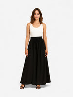 Load image into Gallery viewer, Black A-Line Maxi Skirt | Elastic Waist with Drawstring