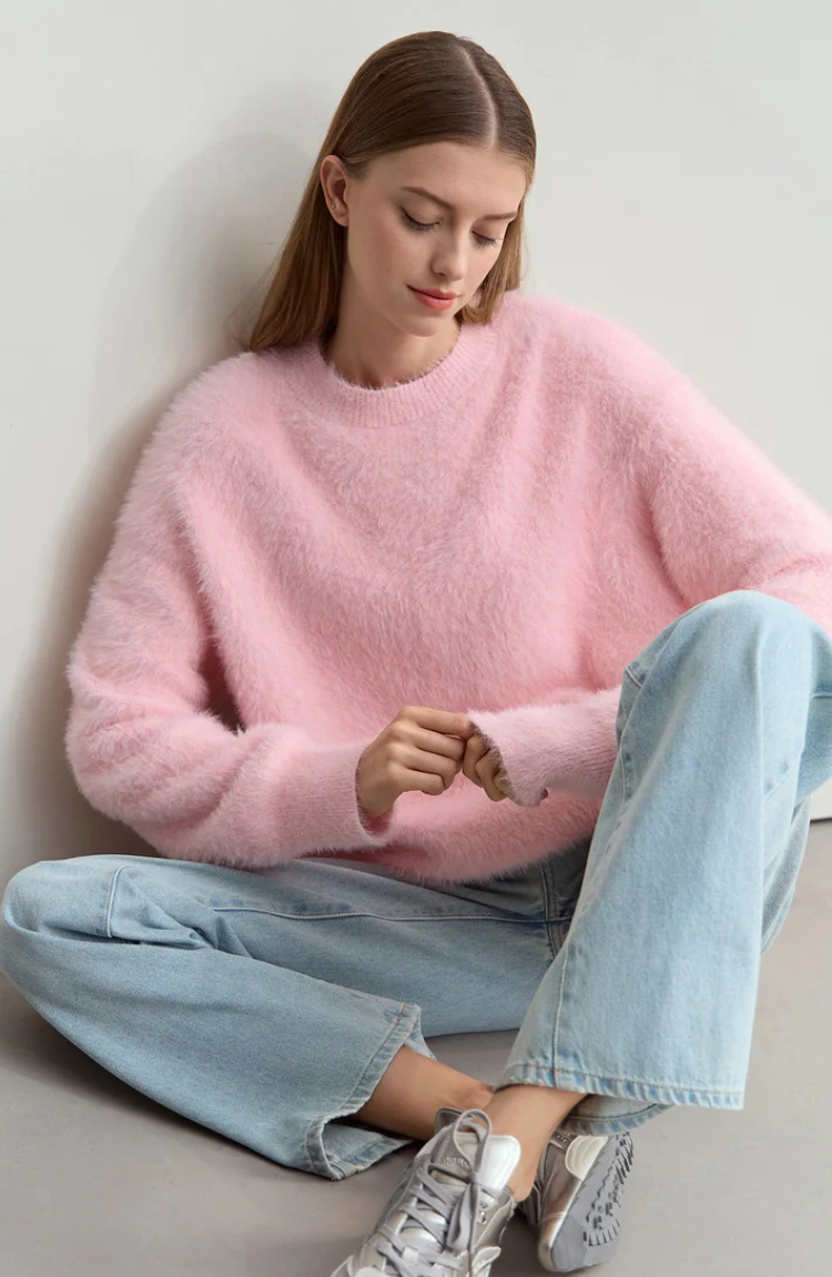 Pull Fuzzy Knit | Coupe Relaxée | Blanc