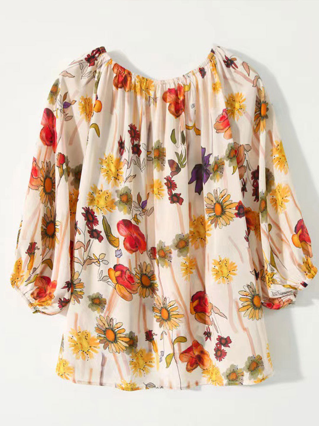 Blouse florale | Manches ballon | Collection Clarté