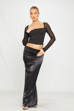 Load image into Gallery viewer, Noir Mesh Long Sleeve Top | Square Neck | Slim Fit
