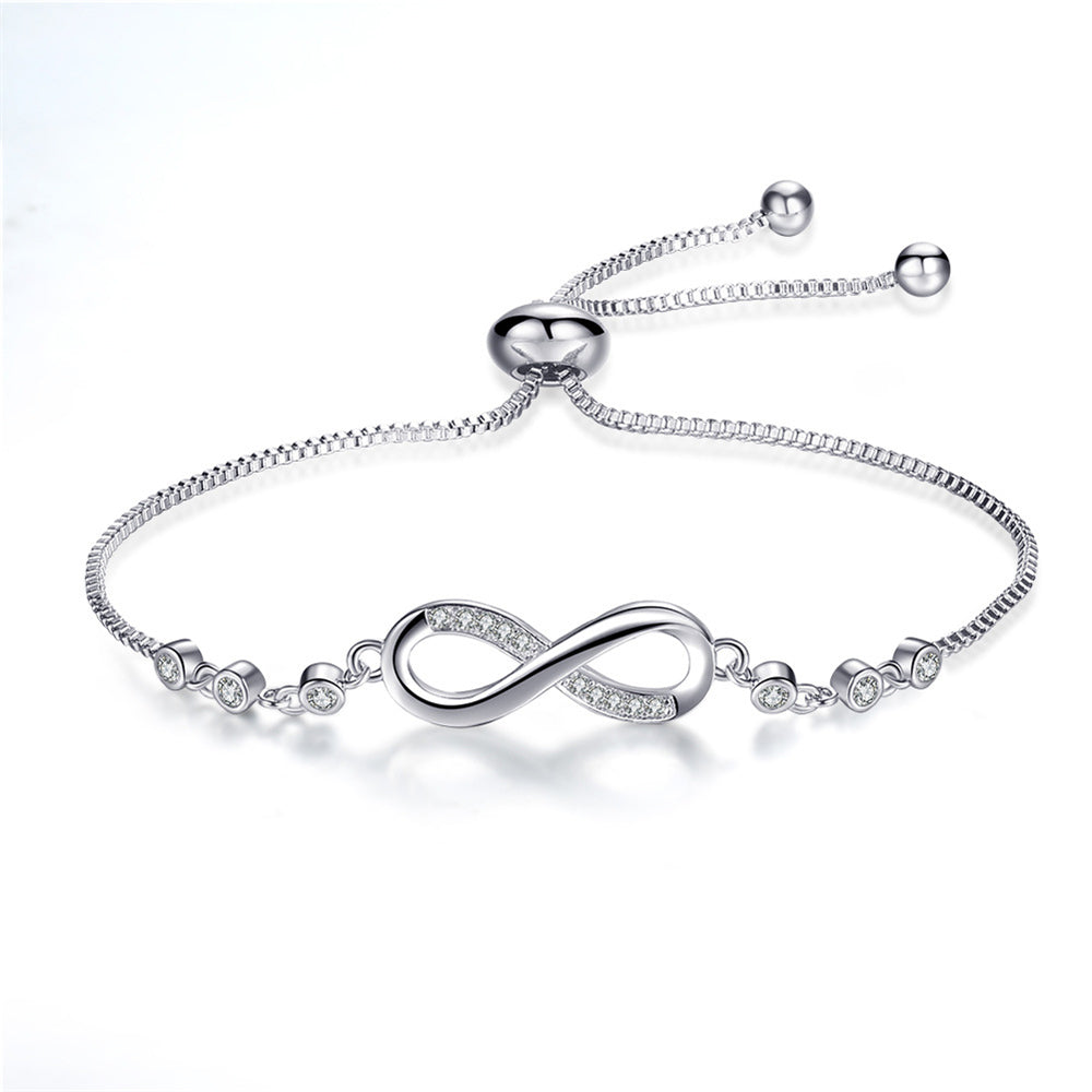 Bracelet Infini | Chaîne Ajustable | Détail Cristal