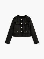 Load image into Gallery viewer, Fondamentale Black Tweed Jacket | Gold Buttons | Structured Short Fit