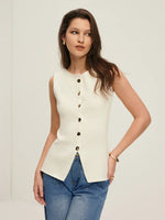 Load image into Gallery viewer, Métier Knit Vest | Button Front | Split Hem