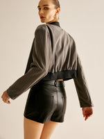 Load image into Gallery viewer, Fondamentale Cropped Pinstripe Jacket | Stand Collar | Contemporary Fit